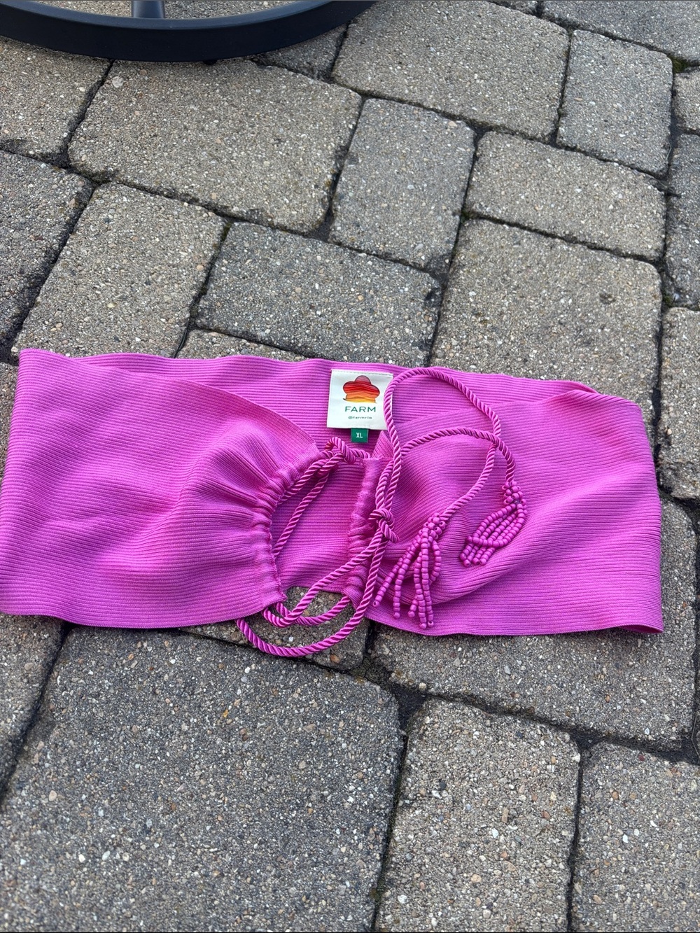 FARM Rio Bright Pink Cinched Bandeau Top
